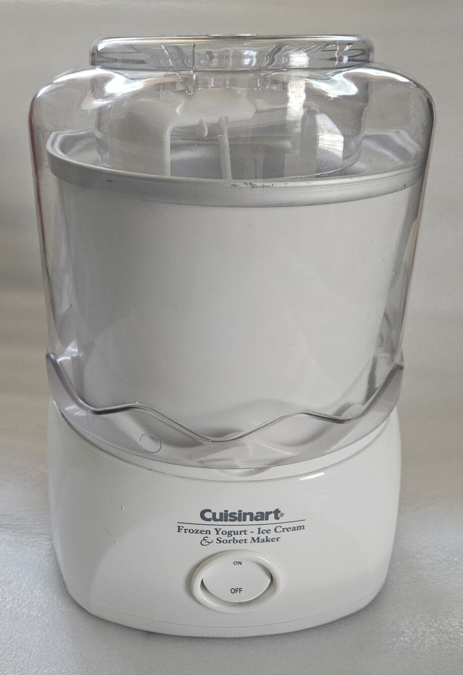 CUISINART FROZEN YOGURT ICE CREAM MAKER SORBET WHITE MODEL: ICE-20